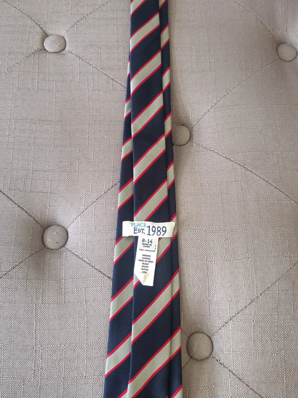 Place Navy BoysTie with Red and Gray Diagonals